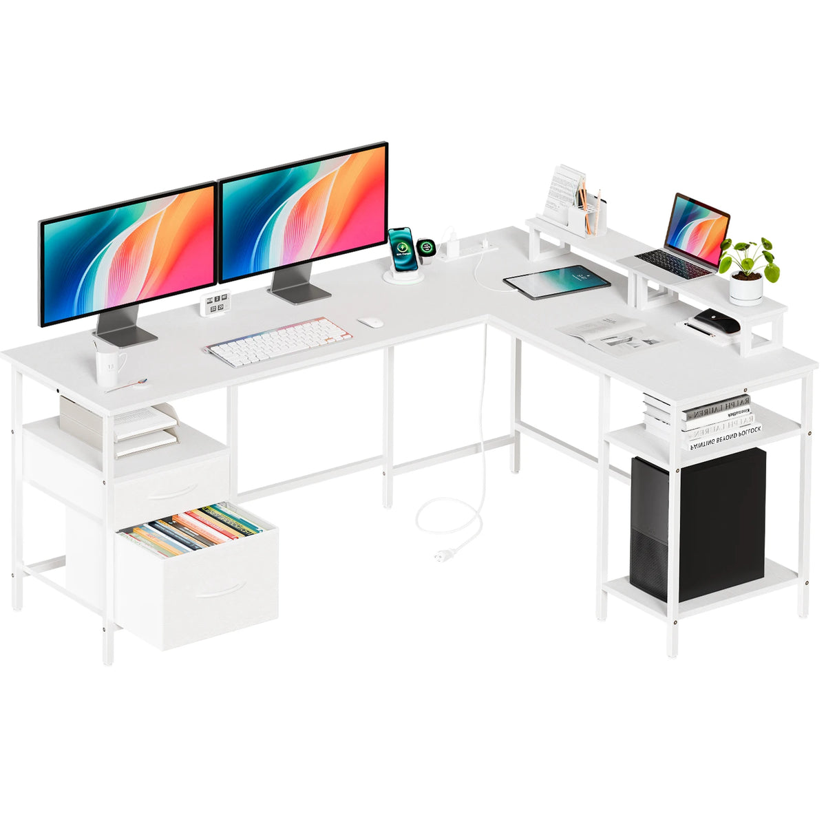 anadesks 62 inch L-shaped desk with drawers - image 7