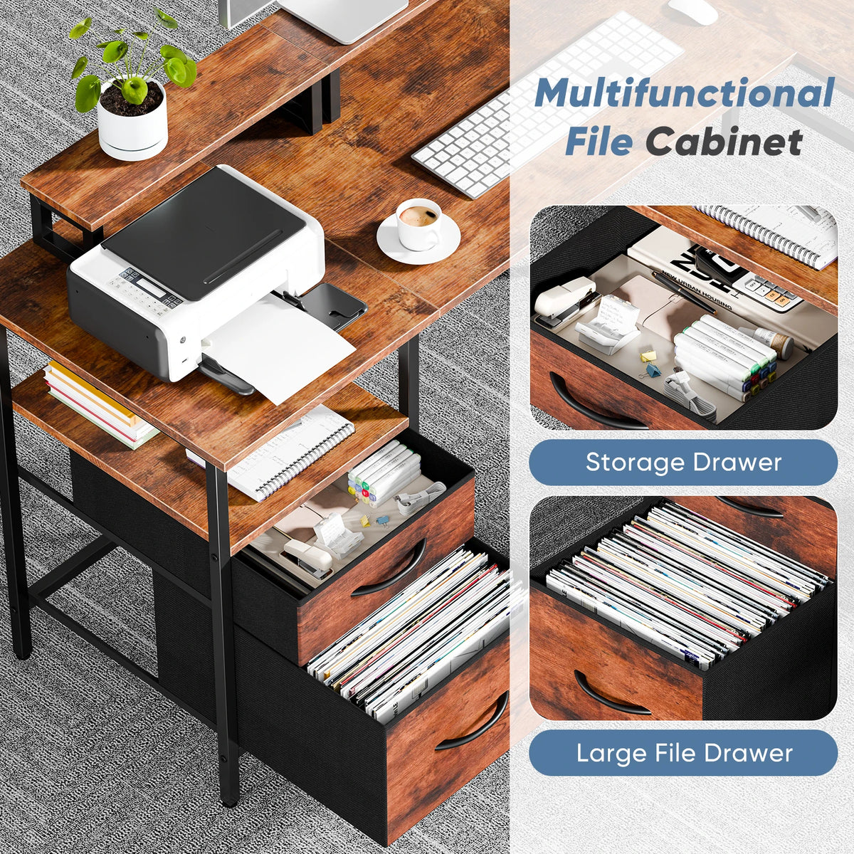 anadesks 62 inch L-shaped desk with drawers - image 5
