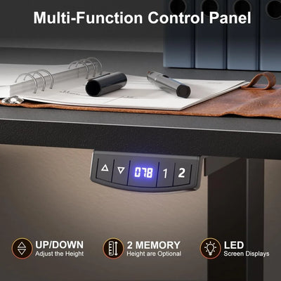 L Shaped Standing Desk, 63" Height Adjustable, Black, Memory Presets