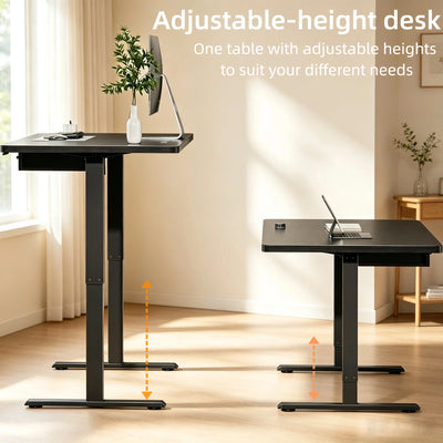 NEBMAAX Electric Standing Desk Height Adjustable Gaming Computer Workstation with Memory 176lbs Load Drawer Charging Station Home Office Table