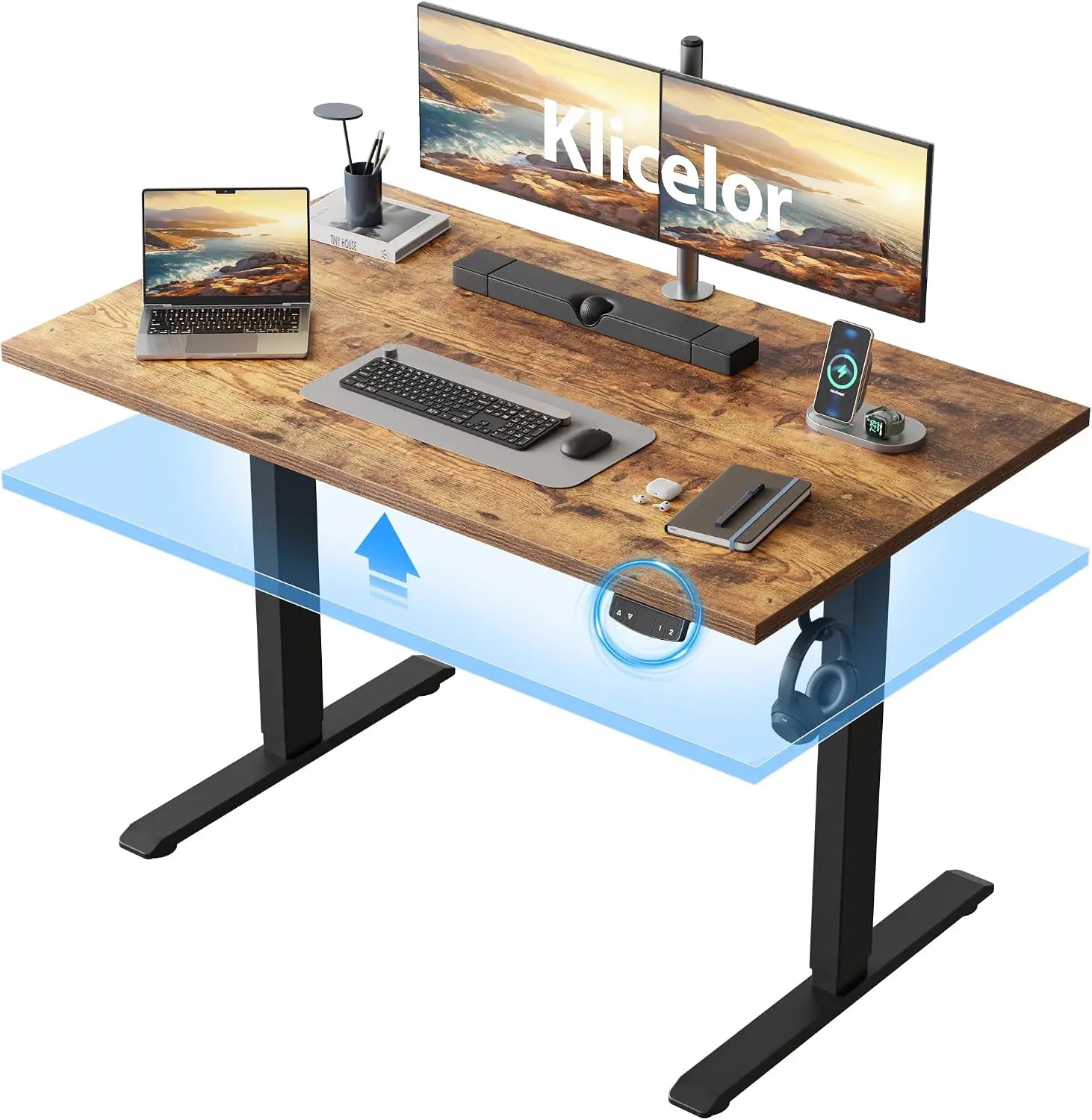 Electric Standing Desk 48 Inch, Height Adjustable Desk for Home Office, Sit Stand Up Rising Computer Table with Memory Preset