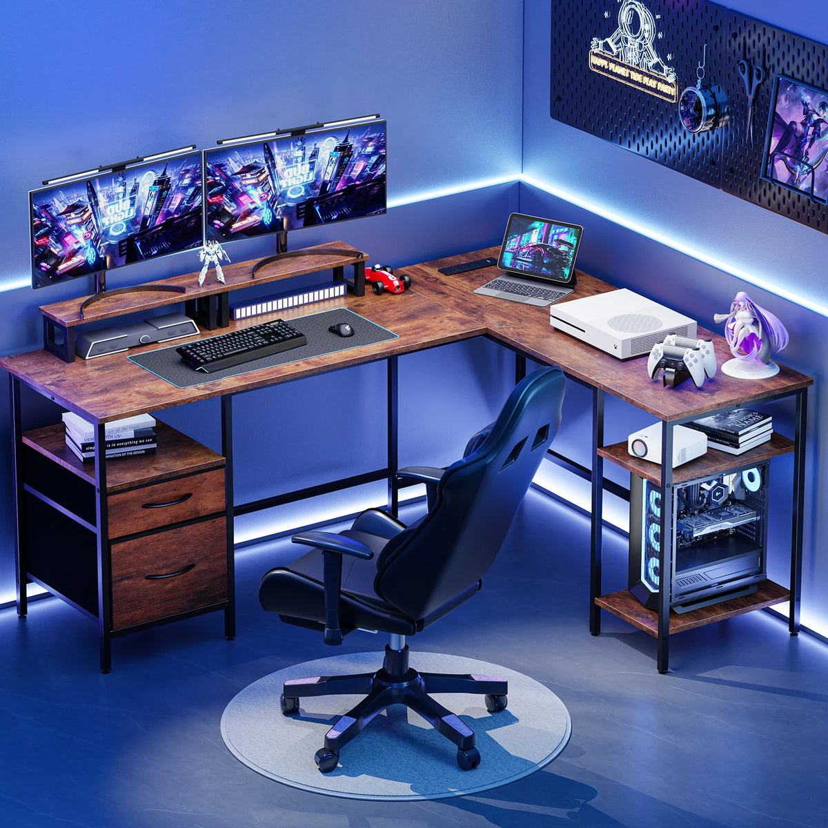 anadesks 62 inch L-shaped desk with drawers - image 1