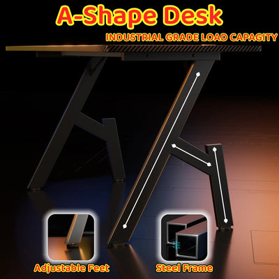 Gaming Desk, A-Shaped Carbon Fiber Office Desk, 80-140cm with Cup Holder