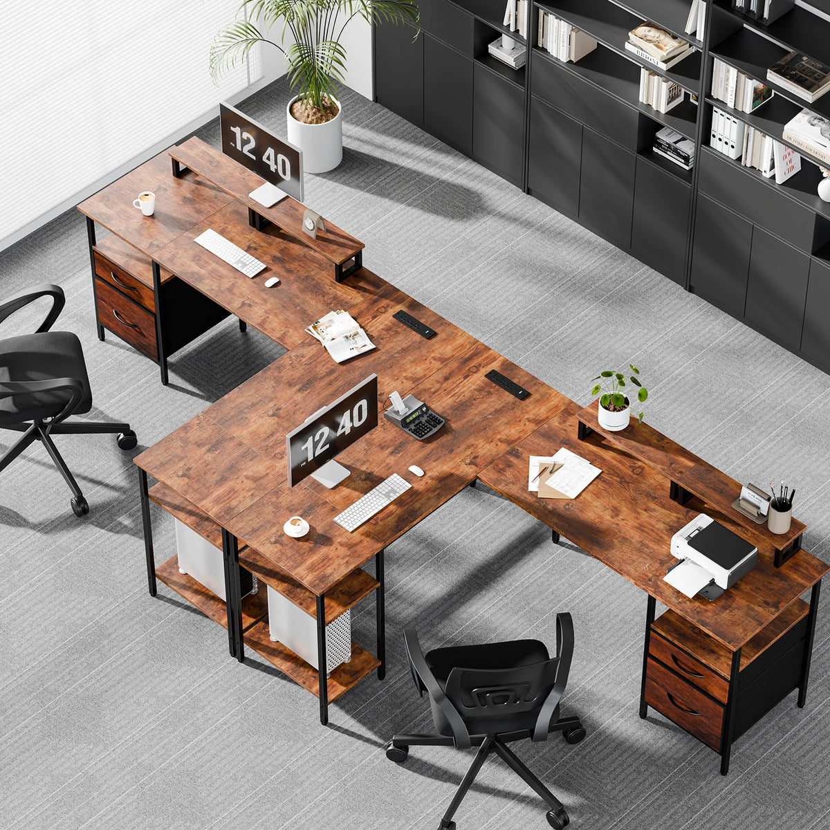anadesks 62 inch L-shaped desk with drawers - image 6