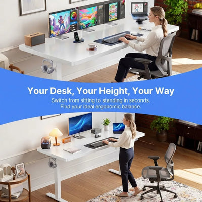 Electric Standing Desk, 71" x 30", 220 lb Capacity, Brushless Motor