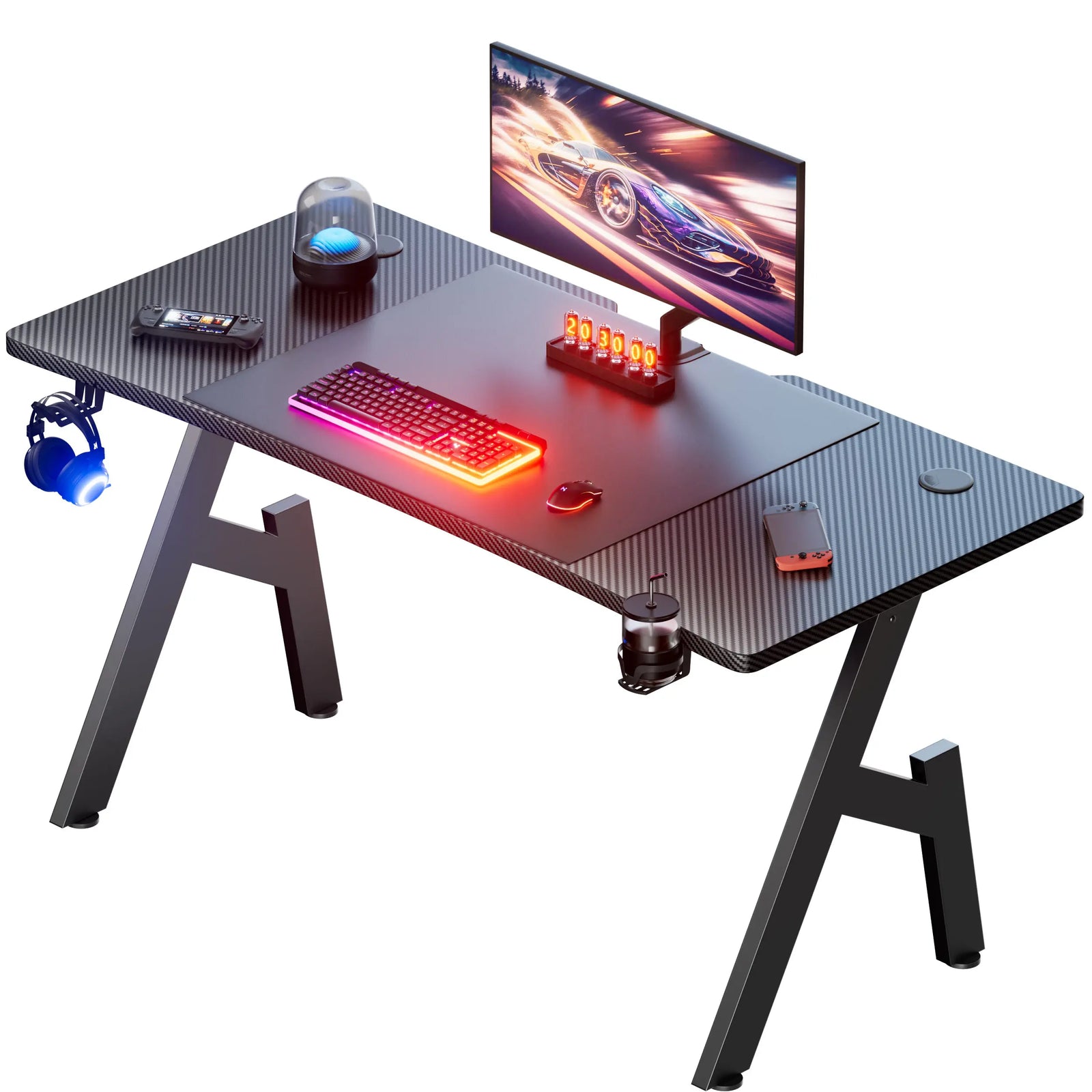 anadesks carbon fiber gaming desk with metal legs - image 1