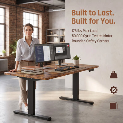 Electric Standing Desk Adjustable Height, 4 Memory Height Settings, Sit Stand Up Desk for Home Office & Computer Workstation