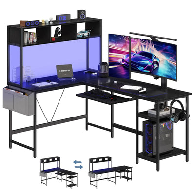 L Shaped Gaming Desk 67" Corner Computer Desk, Metal Frame